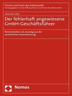 cover image of Der fehlerhaft angewiesene GmbH-Geschäftsführer